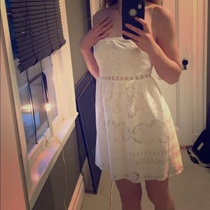 COPE Strapless White Lace Minidress